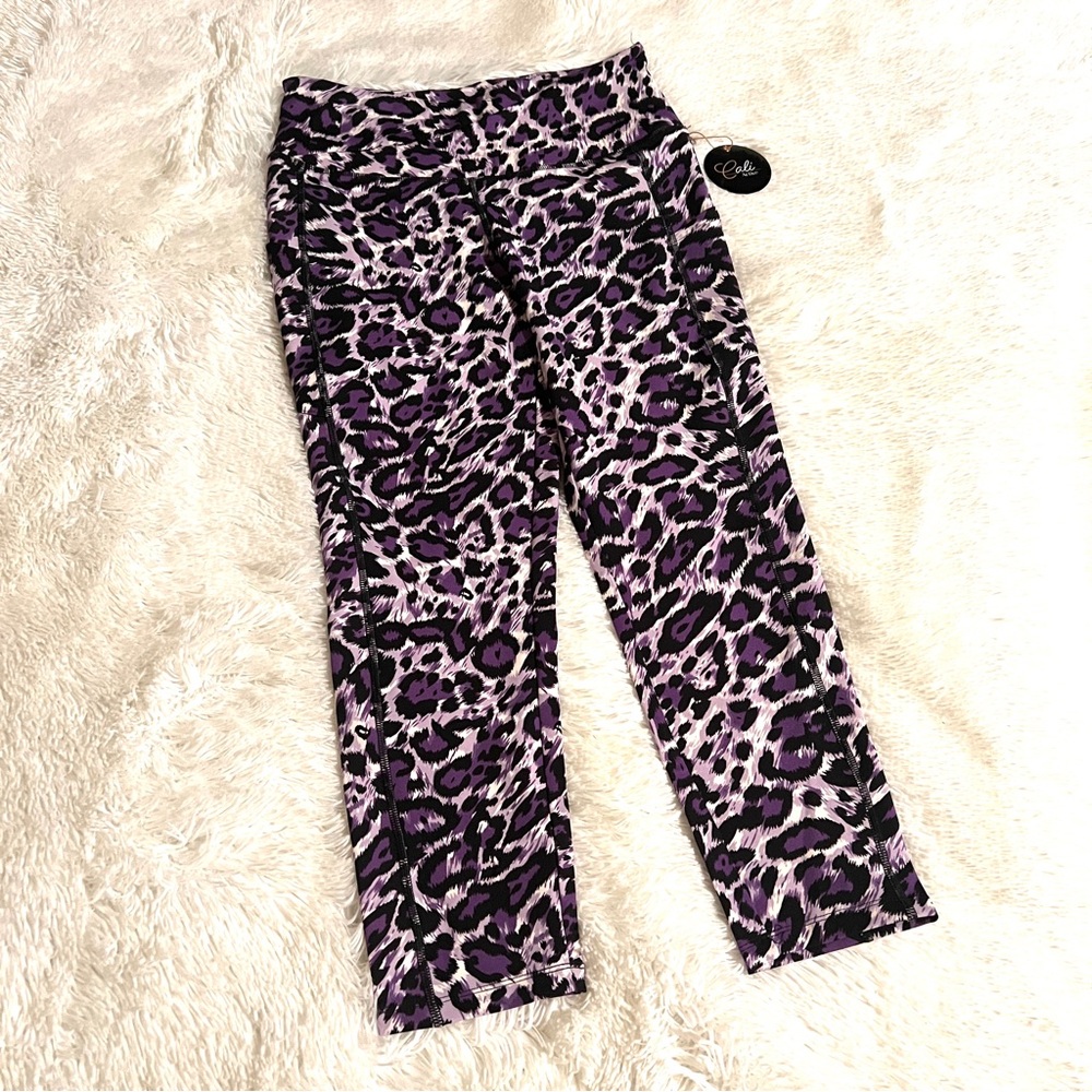 Cali Active Purple Leopard Print Capri Leggings